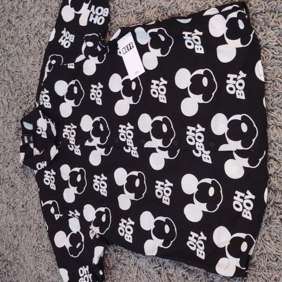 Disney Neff OH BOY Mickey mouse Black white Button Shirt New Men's M Cotton Hot